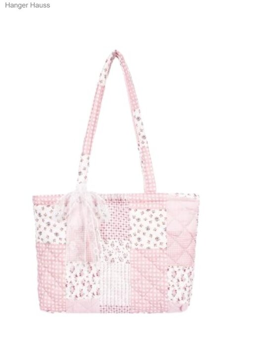 Handbags - Quilted Floral Tote Bag for Women, Soft Lightweight Shoulder Bag with Pockets